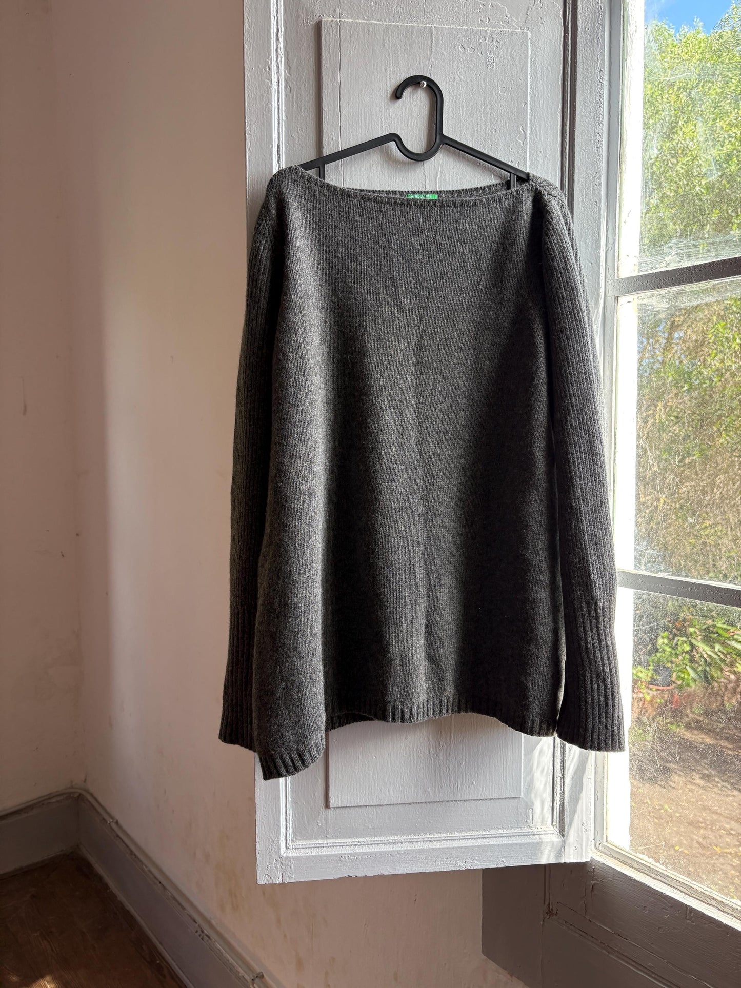 Dark Grey Wool Sweater With Ribbed Cuffs — detail