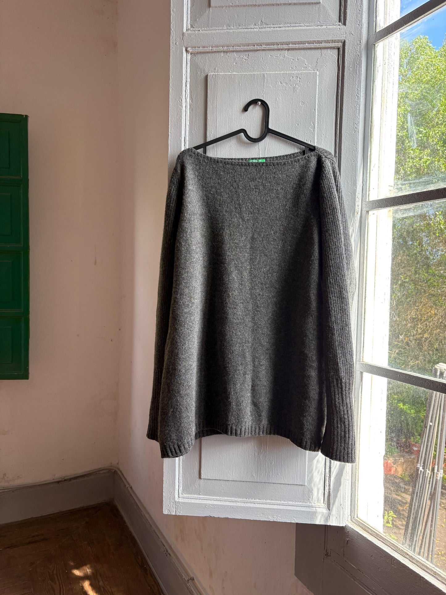 Dark Grey Wool Sweater With Ribbed Cuffs — additional view 6