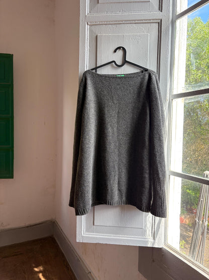 Dark Grey Wool Sweater With Ribbed Cuffs — additional view 6