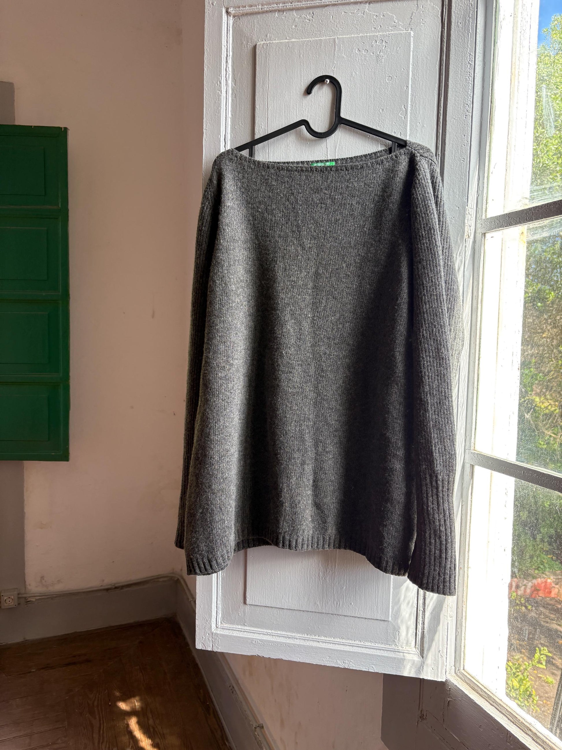 Dark Grey Wool Sweater With Ribbed Cuffs — additional view 12