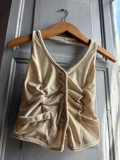 Light Beige Velvet Halter Camisole — detail