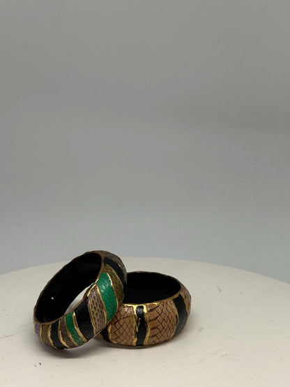 Vintage Green And Gold Snakeskin Bangles — additional view 11