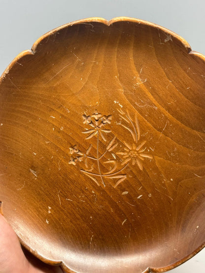 Vintage Black Forest Edelweiss Music Box Bowl — back view