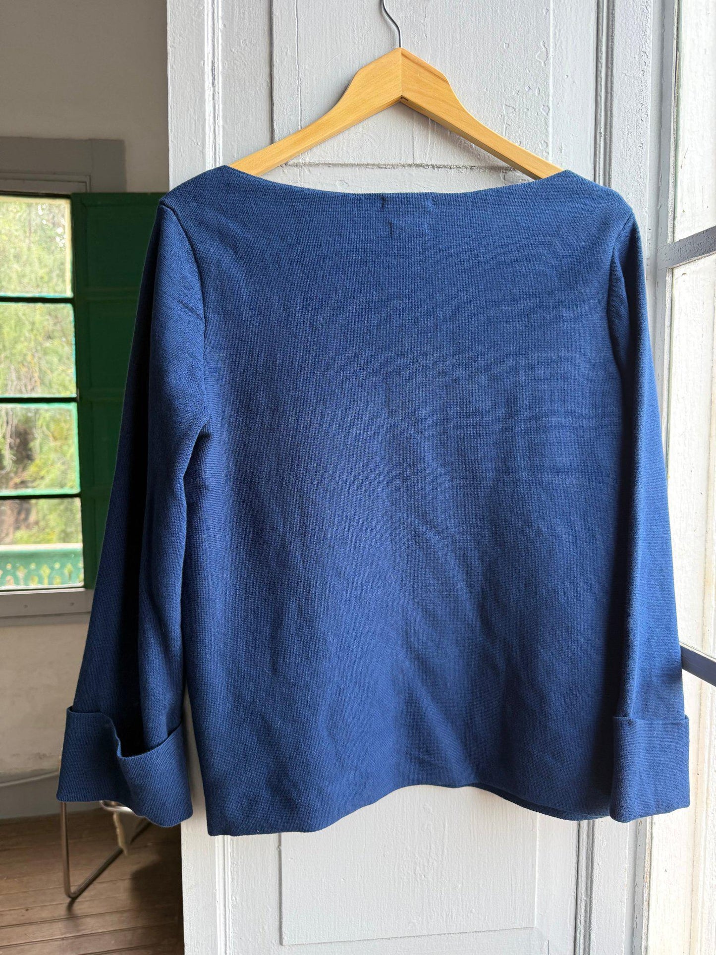 Luxe Blue Cotton Long Sleeve Top — additional view 5