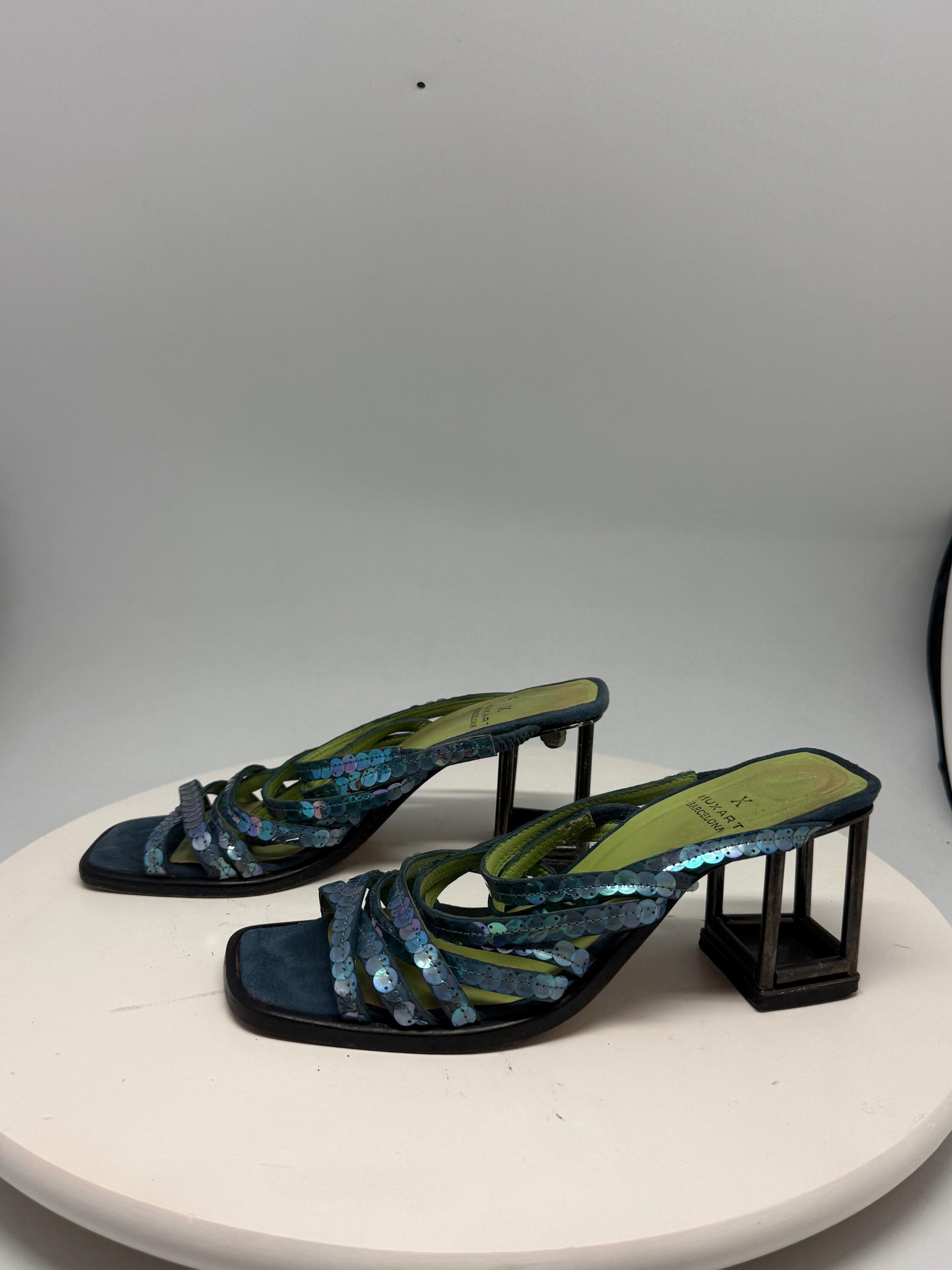 Barcelona Blue Green Leather Heels — additional view 8