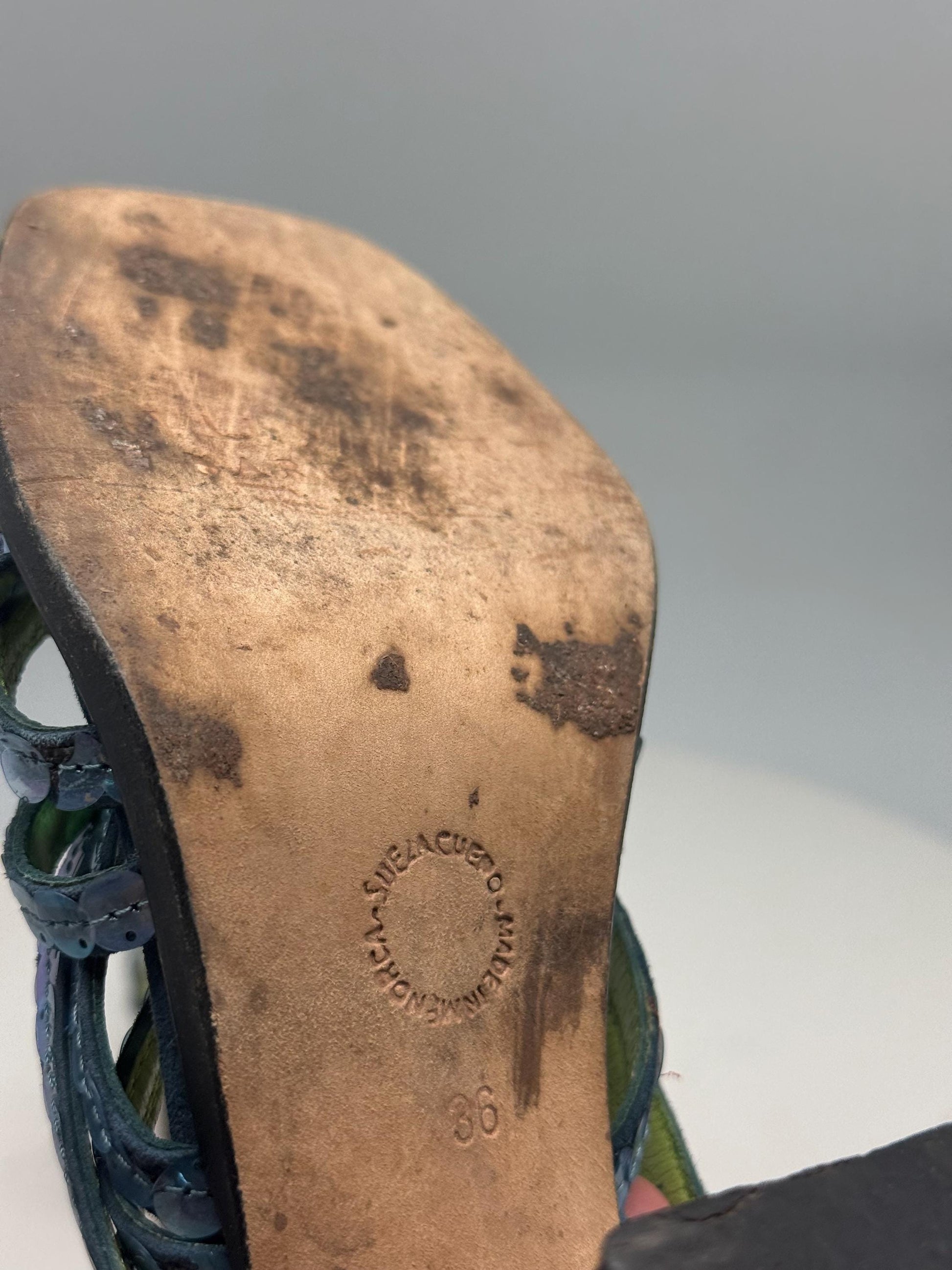 Barcelona Blue Green Leather Heels — additional view 11