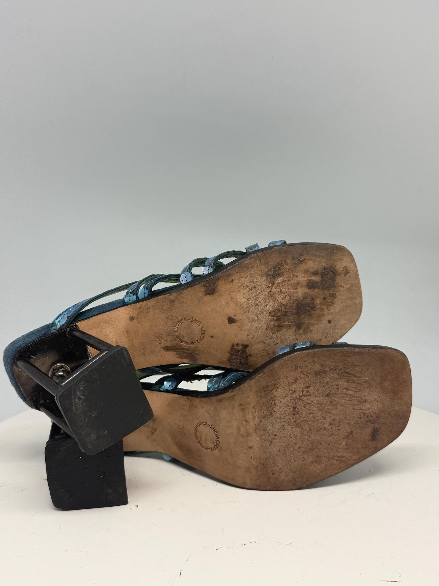 Barcelona Blue Green Leather Heels — additional view 12
