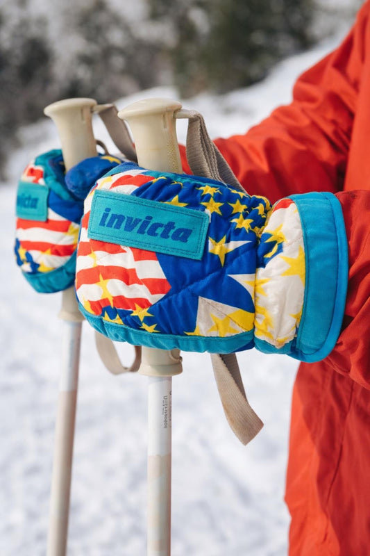 Vintage Italian Blue Multicolor Kids Mittens