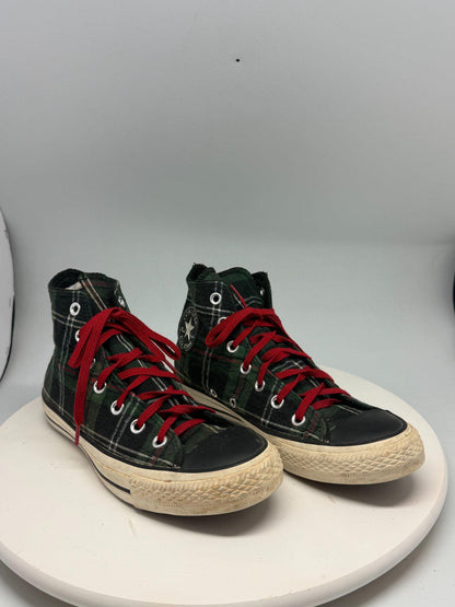 Vintage Plaid High Top Converse Sneakers — detail