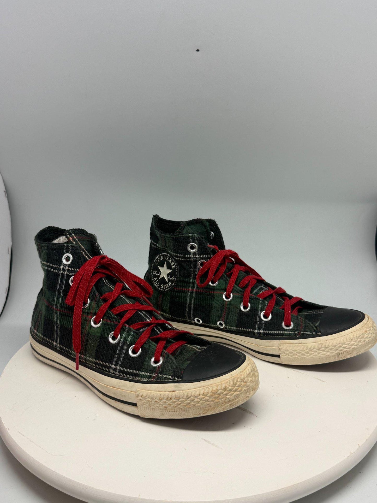 Vintage Plaid High Top Converse Sneakers — additional view 7