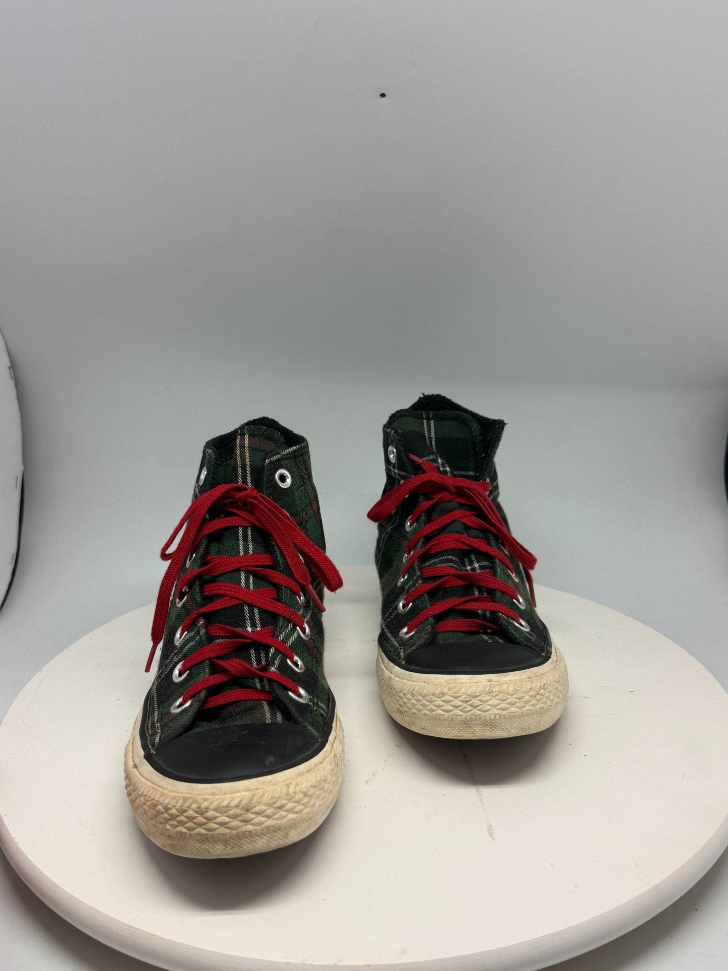 Vintage Plaid High Top Converse Sneakers — additional view 8