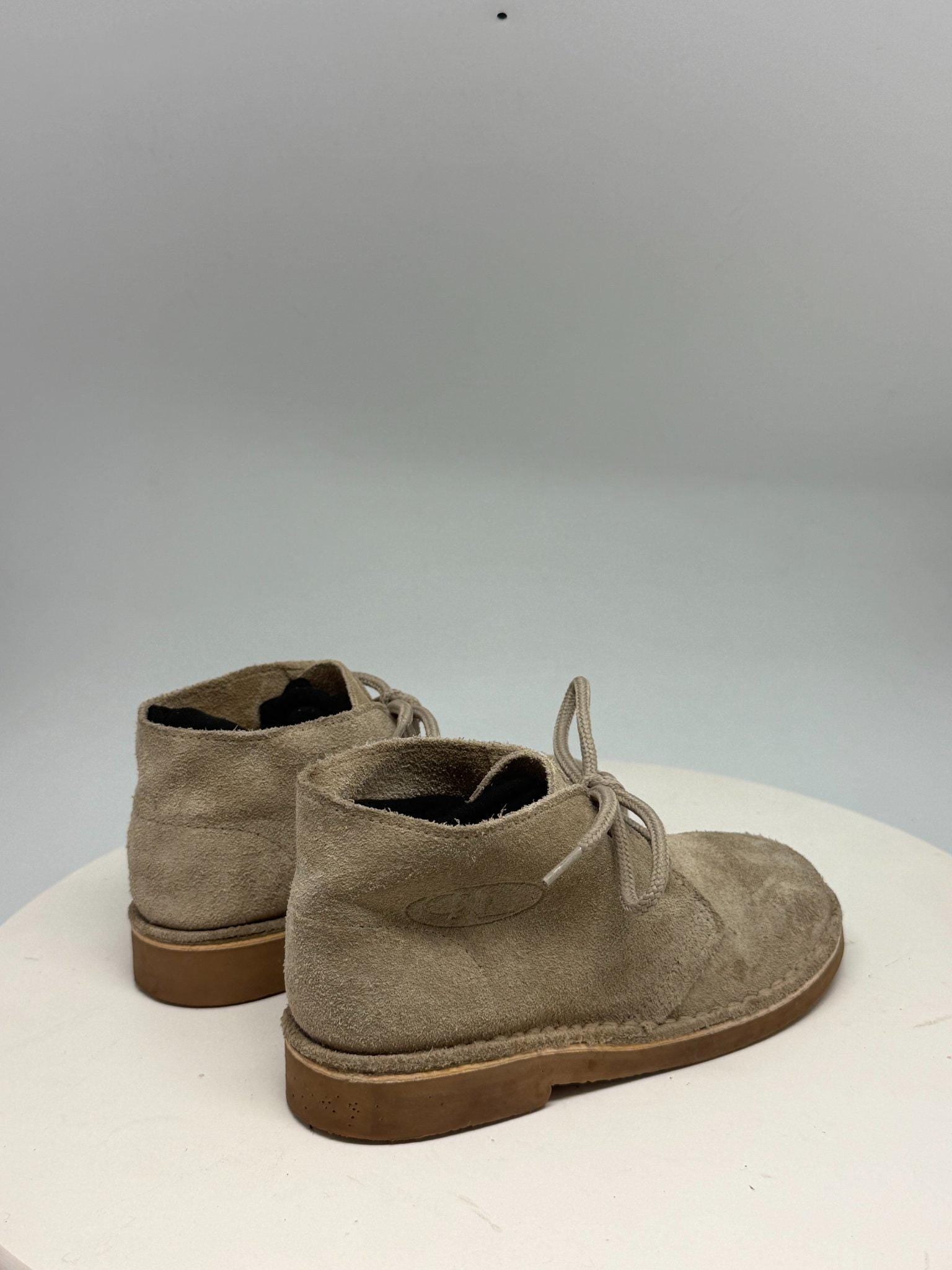 Beige Suede Ankle Boots for Kids — fabric close-up