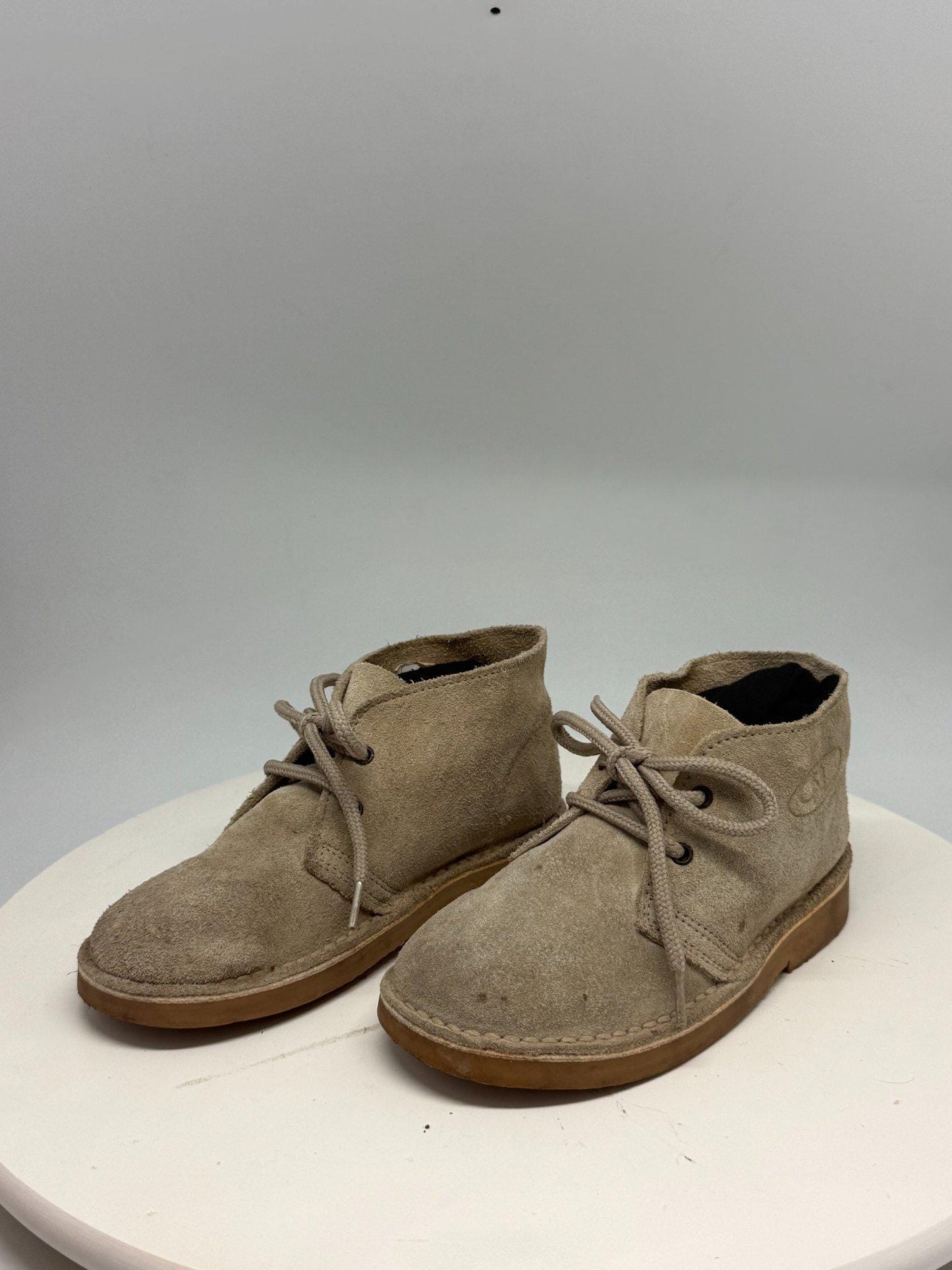 Beige Suede Ankle Boots for Kids — back view