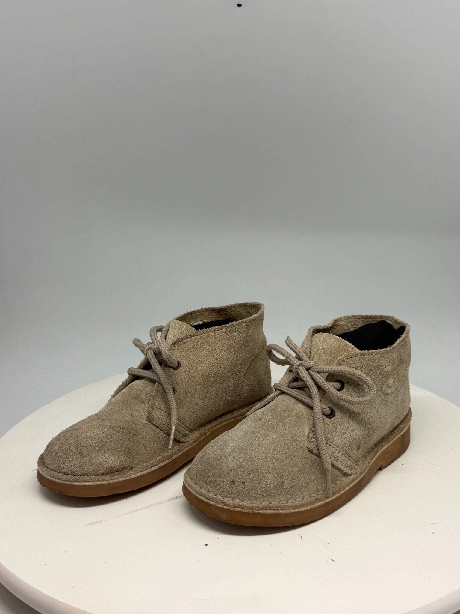 Beige Suede Ankle Boots for Kids — back view