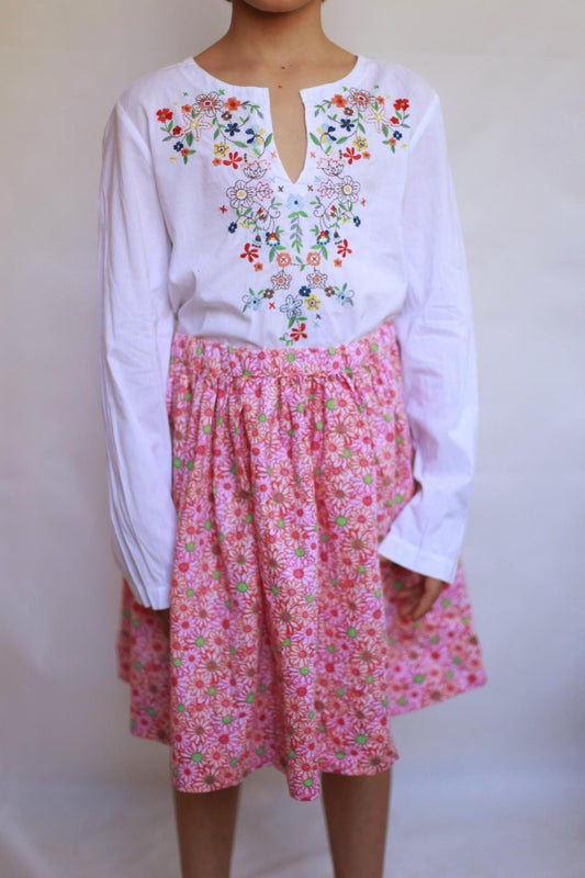 Vintage Pink Floral Summer Skirt