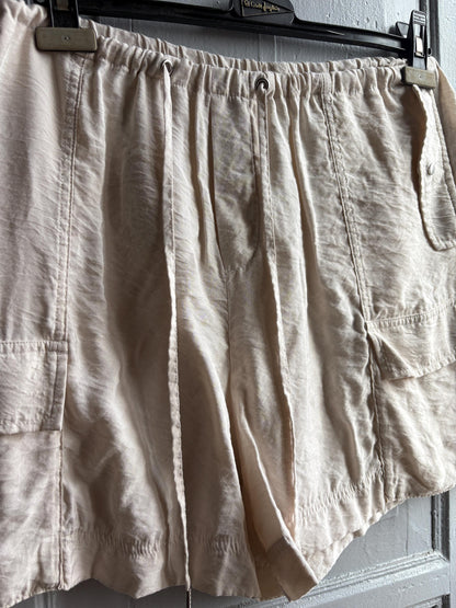 Vintage Beige Oatmeal Summer Shorts — back view