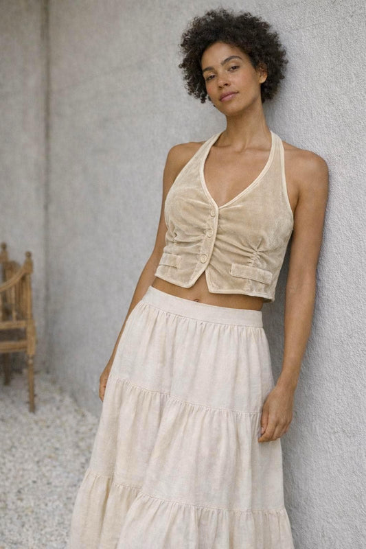Light Beige Velvet Halter Camisole