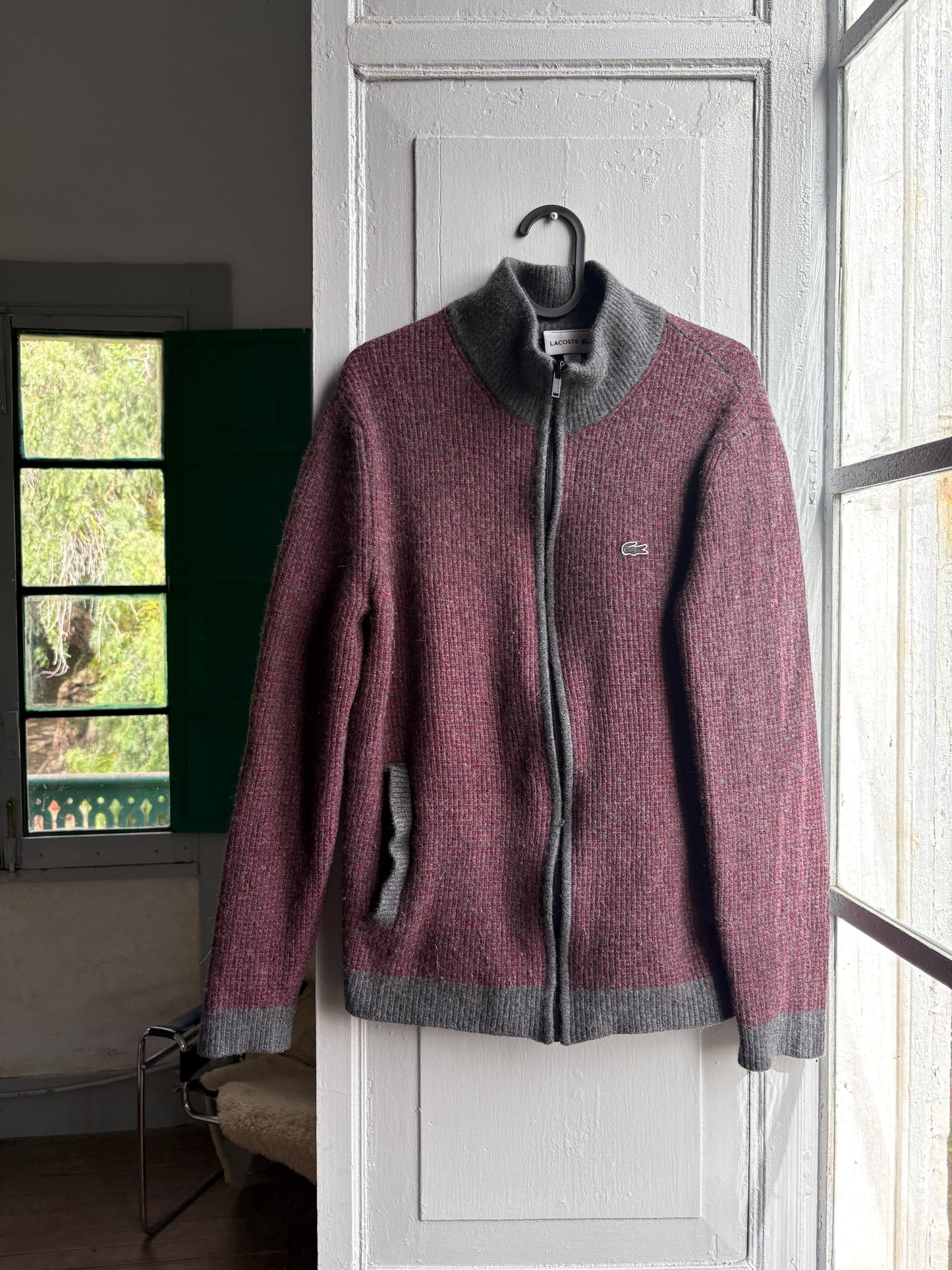 Vintage Red And Grey Wool Cardigan Vest — additional view 5