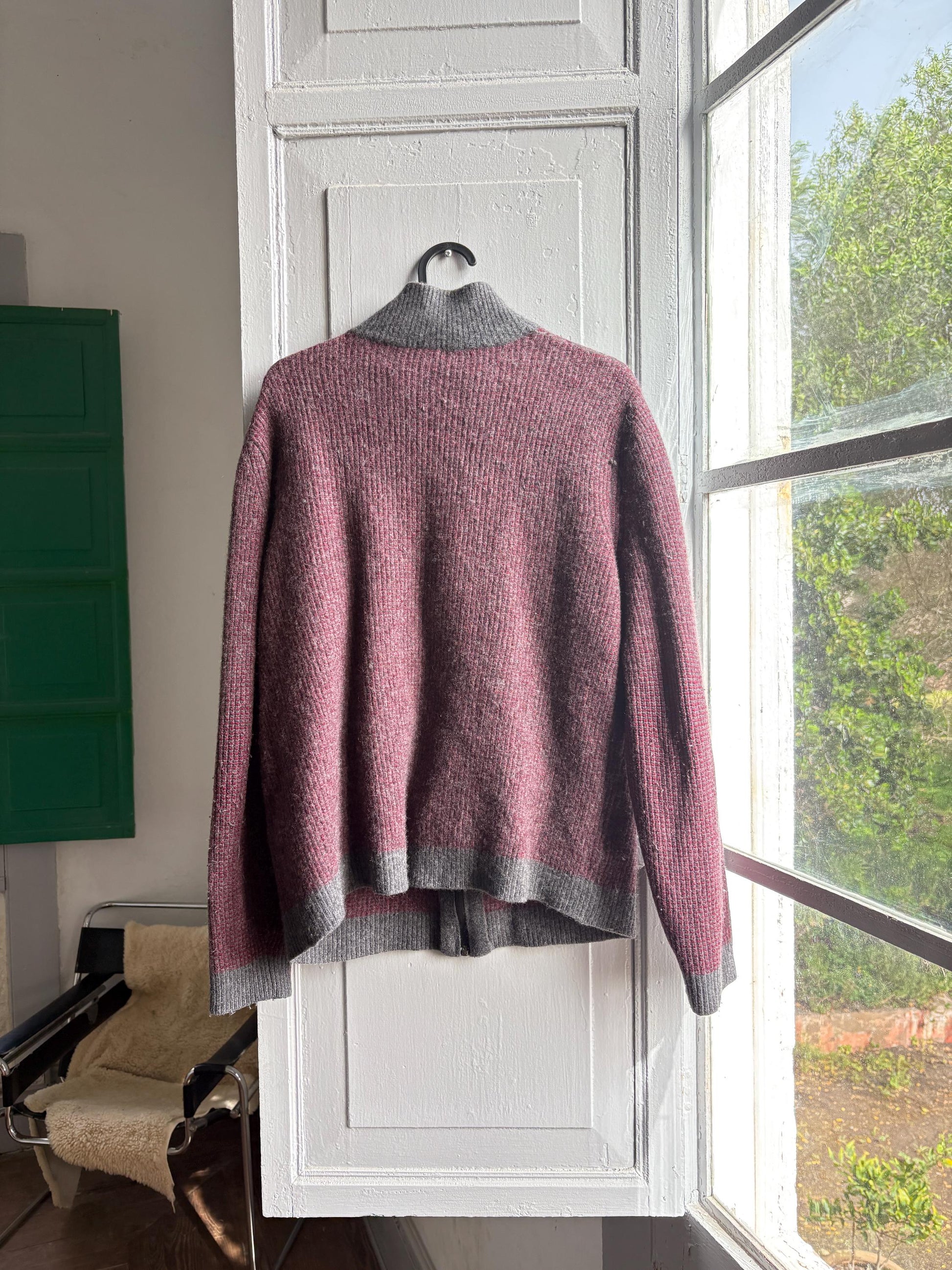 Vintage Red And Grey Wool Cardigan Vest — additional view 10