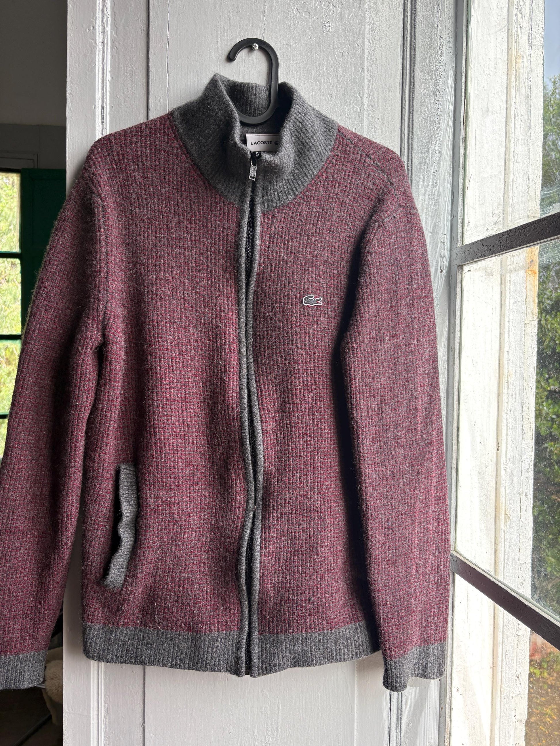 Vintage Red And Grey Wool Cardigan Vest — additional view 7