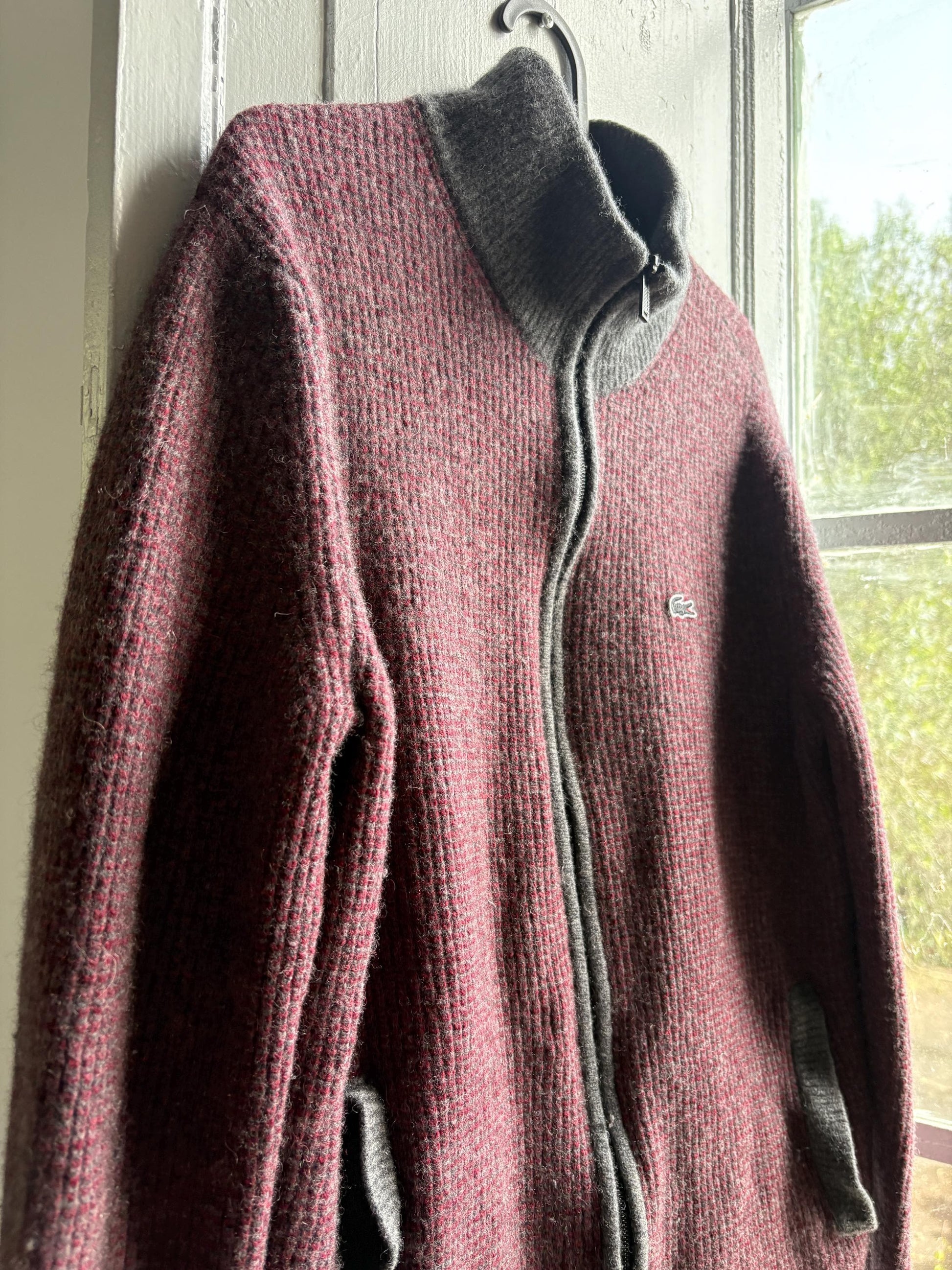 Vintage Red And Grey Wool Cardigan Vest — additional view 8