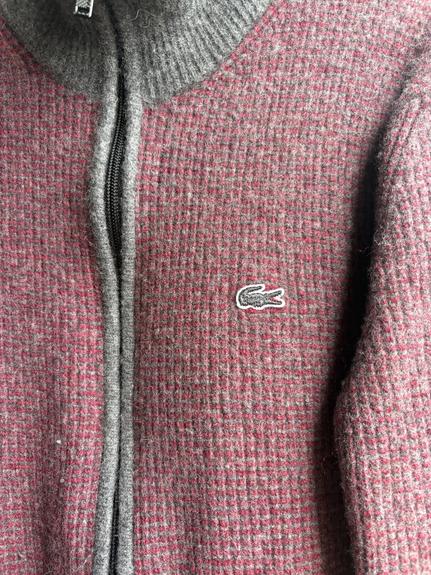 Vintage Red And Grey Wool Cardigan Vest — additional view 11