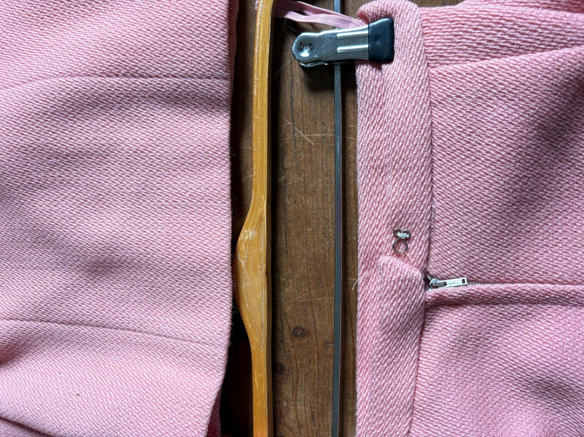 Vintage pink pure wool suit, 2-piece set, size S