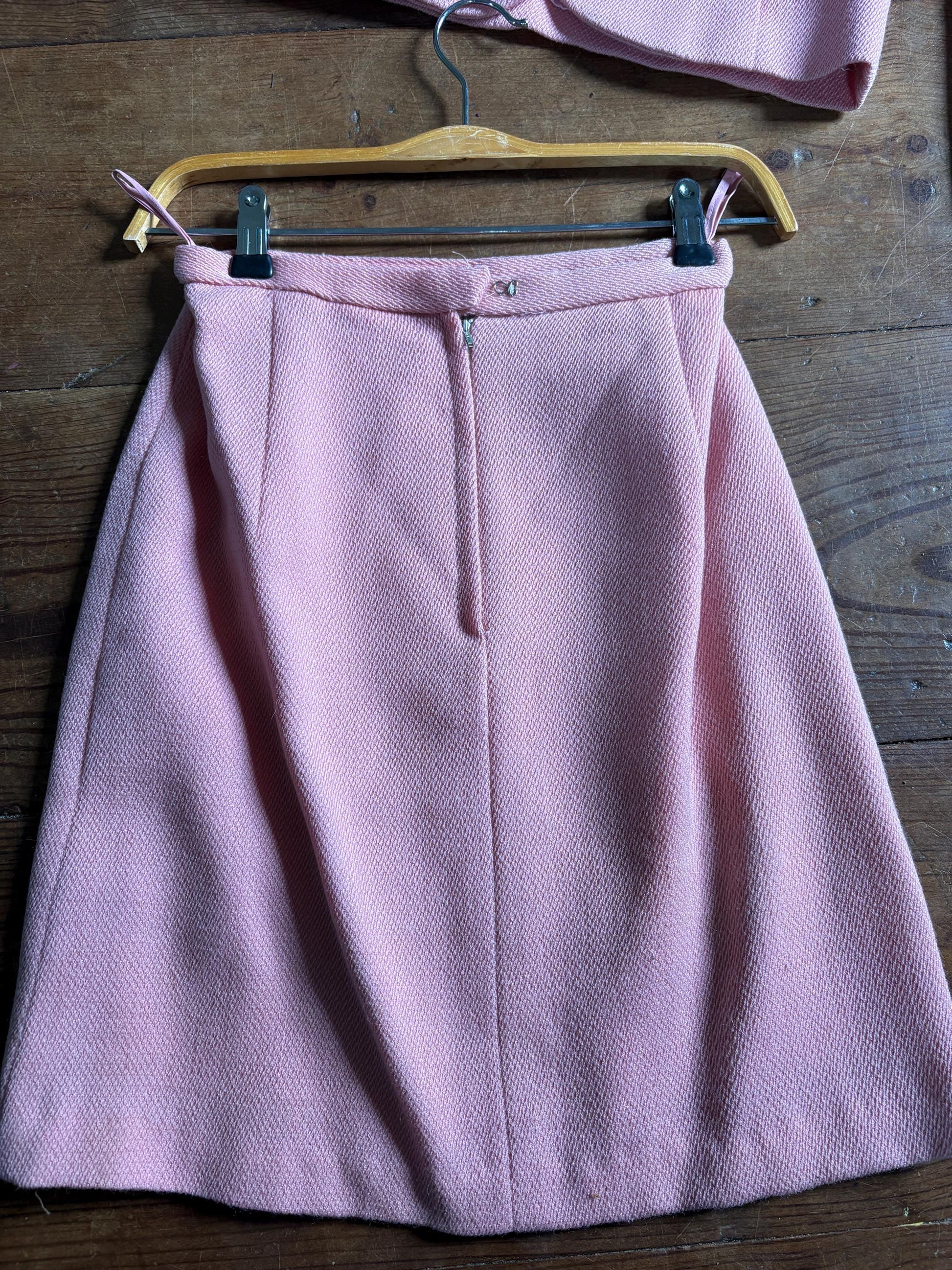 Vintage pink pure wool suit, 2-piece set, size S