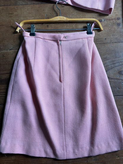 Vintage pink pure wool suit, 2-piece set, size S
