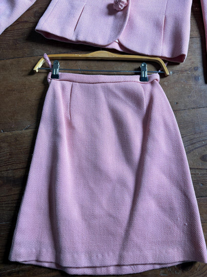 Vintage pink pure wool suit, 2-piece set, size S