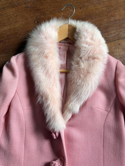 Vintage pink pure wool suit, 2-piece set, size S