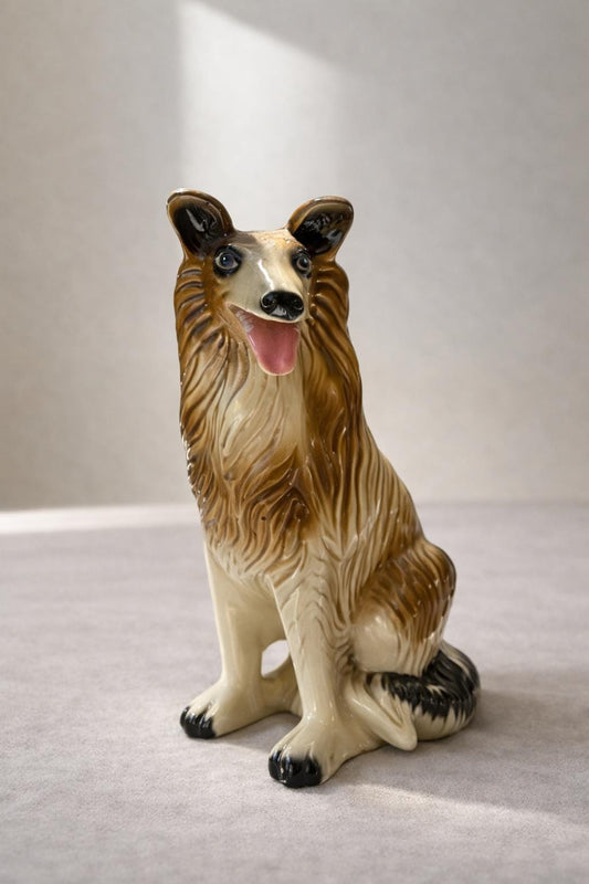 Vintage large Ceramic Collie Dog Figurine – 32cm Tall