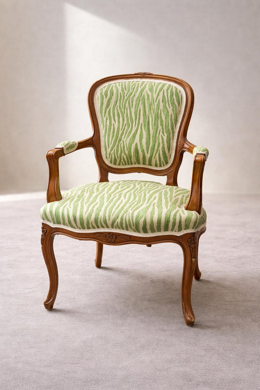 Louis XV Vintage Green Zebra Children’s Chair