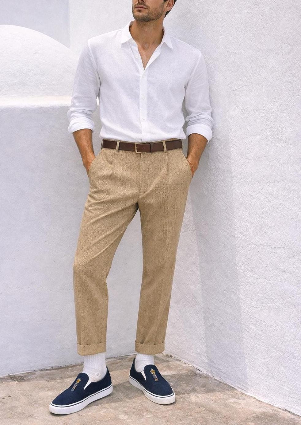Canali Vintage Tan Wool Trousers