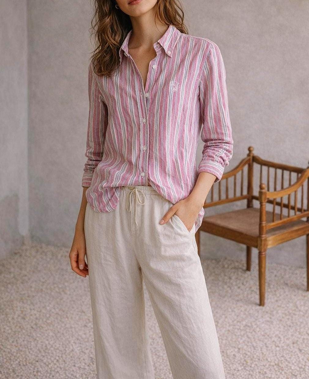 Pedro Del Hierro Striped Luxe Blouse