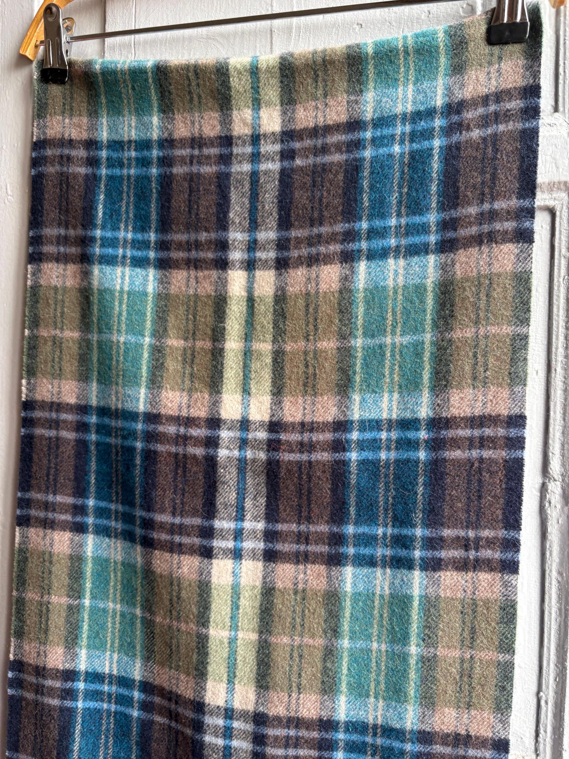 Plaid Wool Angora Scarf with Fringe Detail — additional view 8
