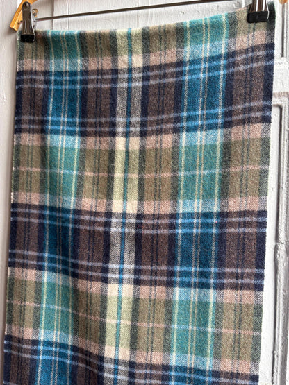 Plaid Wool Angora Scarf with Fringe Detail — additional view 8