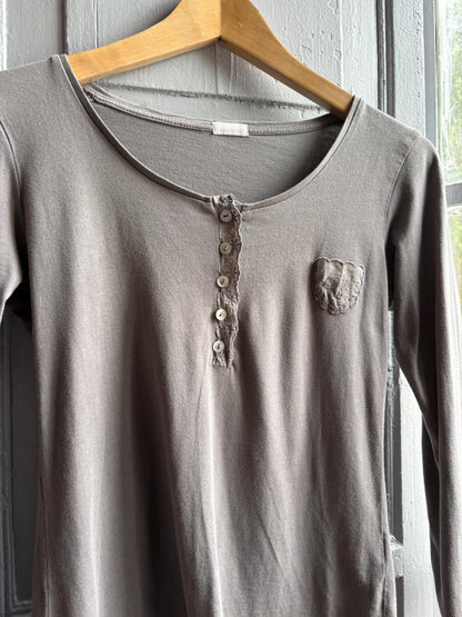 Grey Modal Cotton Blend Henley T-Shirt — additional view 10