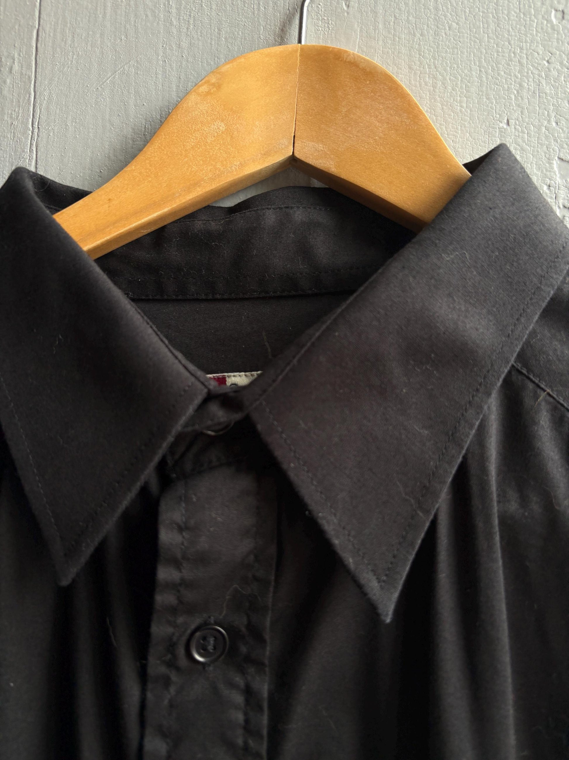 Vintage French Black Cotton Oxford Shirt — detail