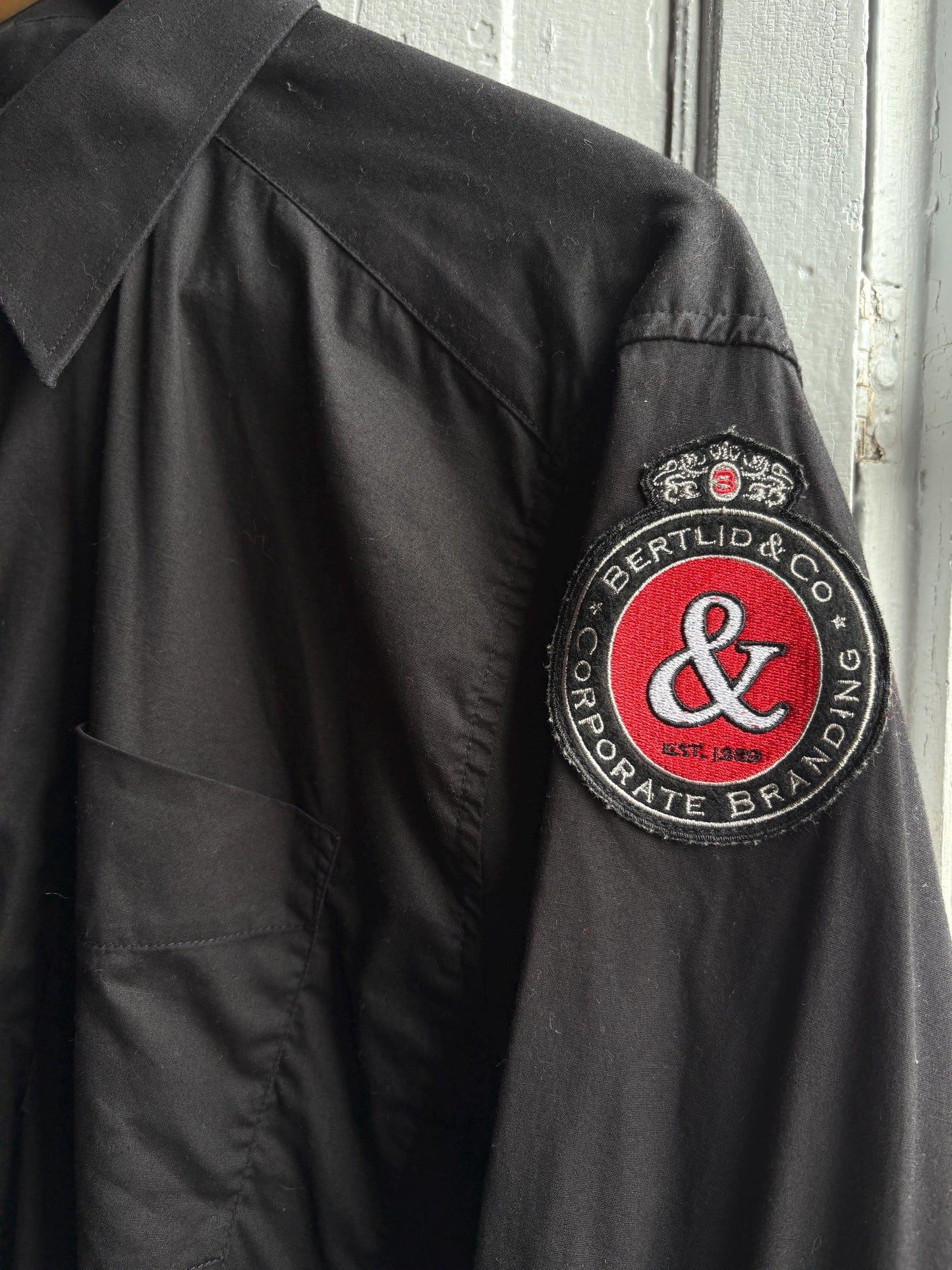 Vintage French Black Cotton Oxford Shirt — back view