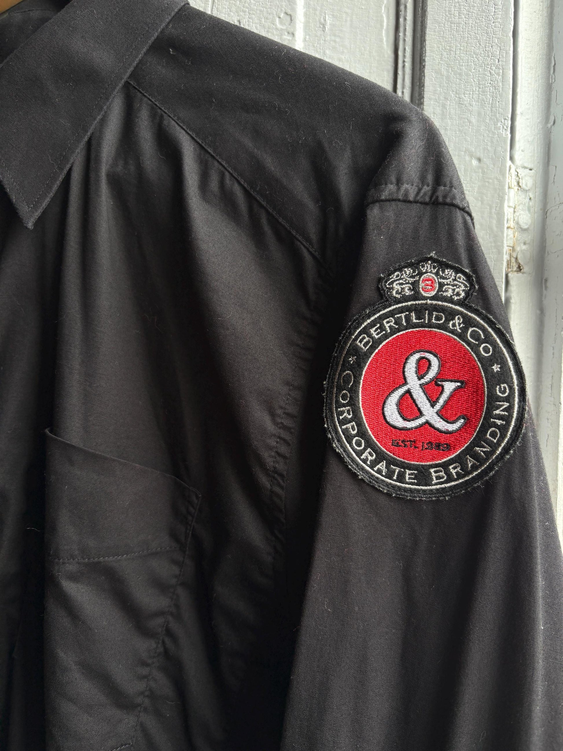 Vintage French Black Cotton Oxford Shirt — back view