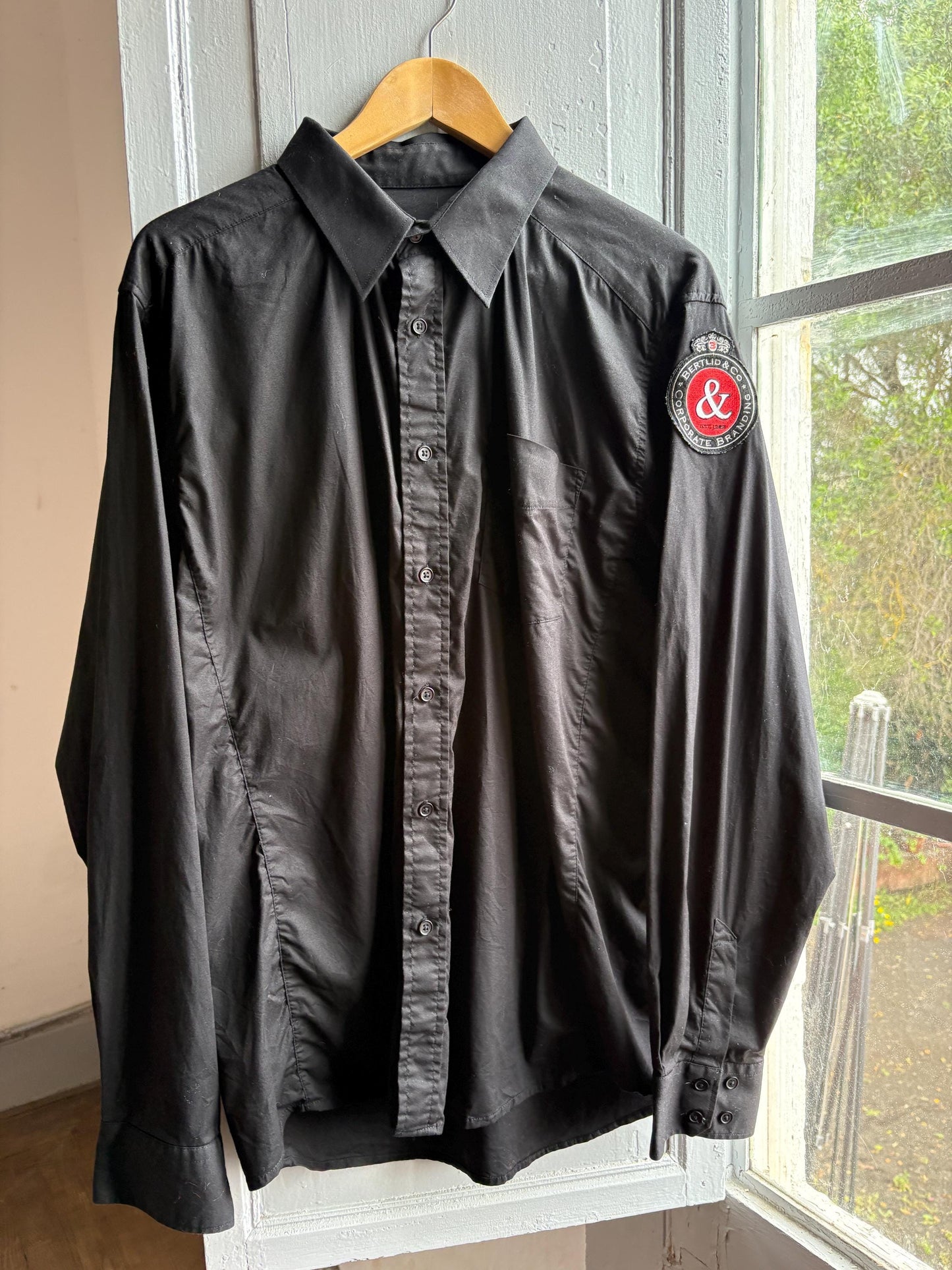Vintage French Black Cotton Oxford Shirt — additional view 8