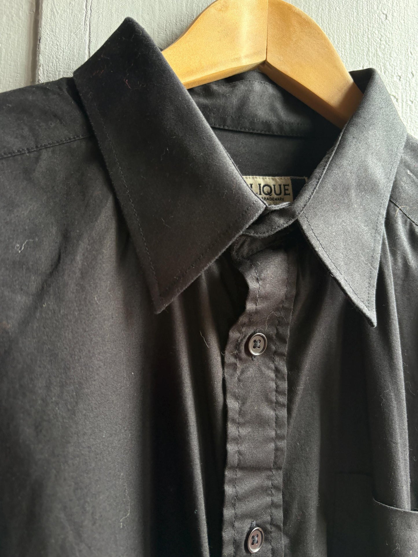 Vintage French Black Cotton Oxford Shirt — additional view 6