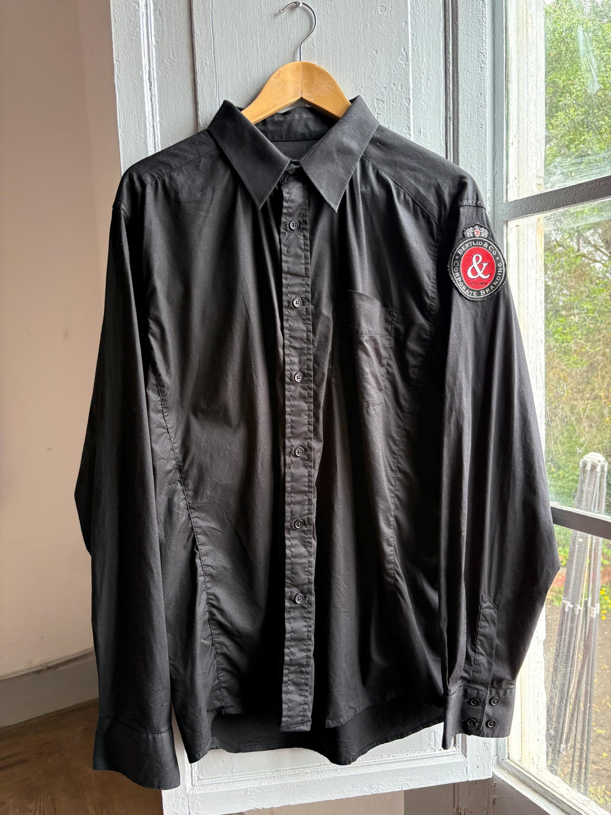 Vintage French Black Cotton Oxford Shirt — additional view 7