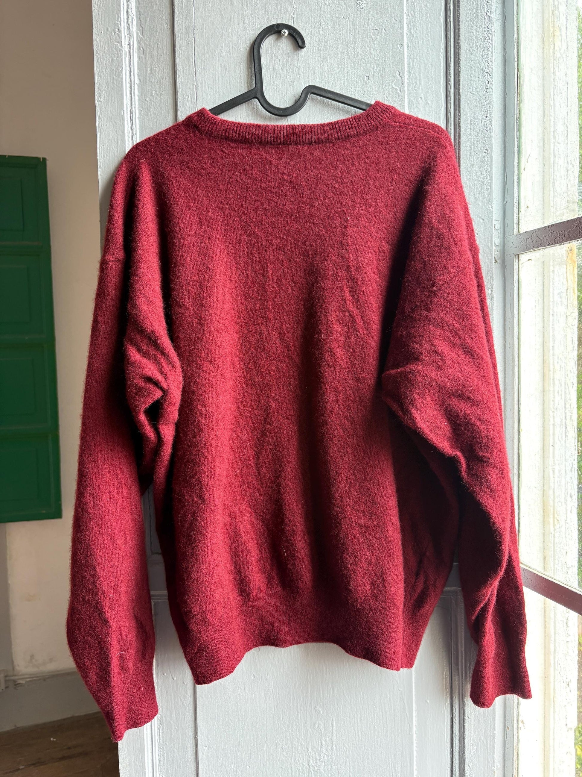 Vintage Burgundy Lambswool Crew Neck Pullover — additional view 5
