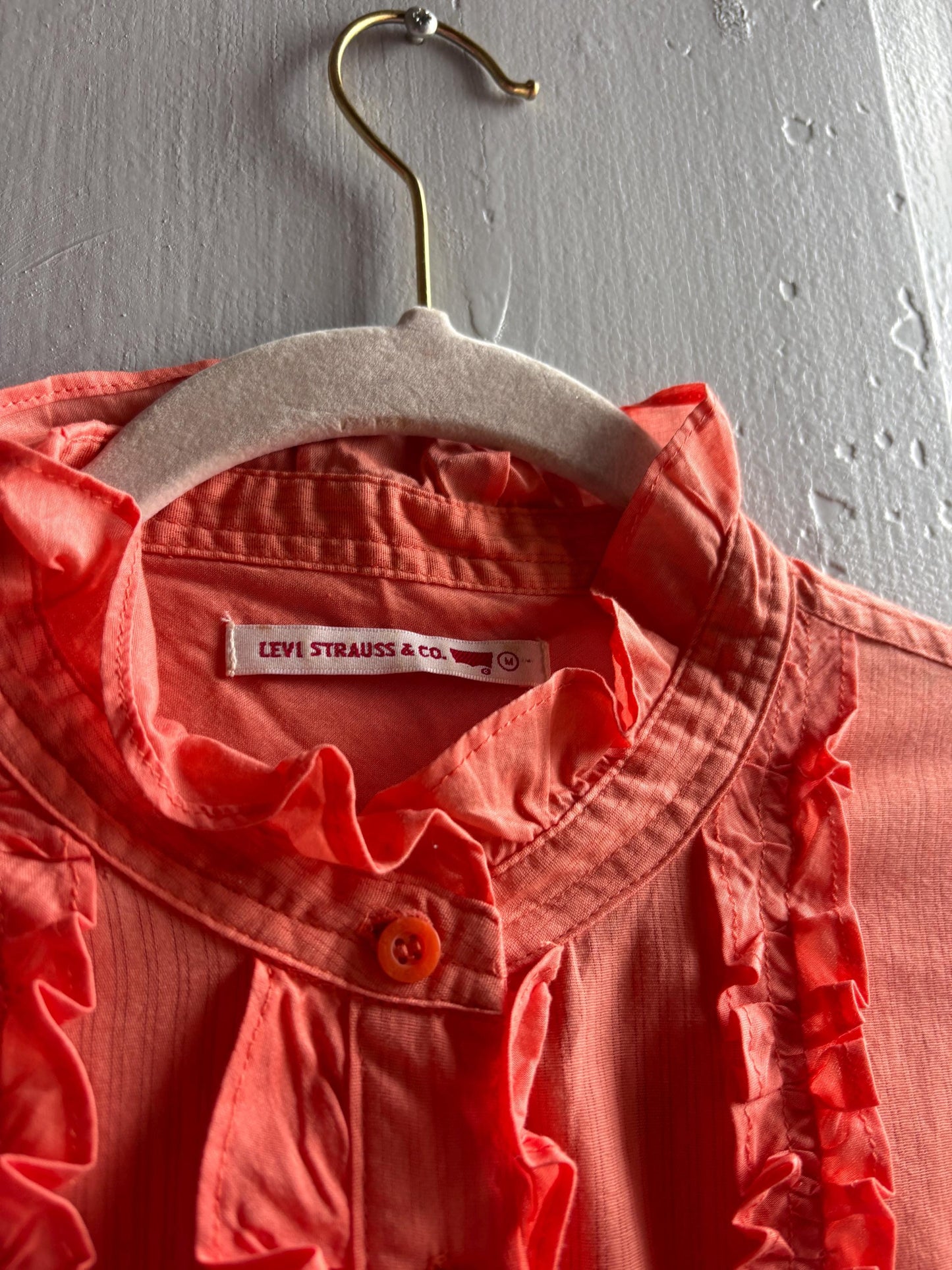 Orange Pink Ruffled Cotton Blouse — additional view 6