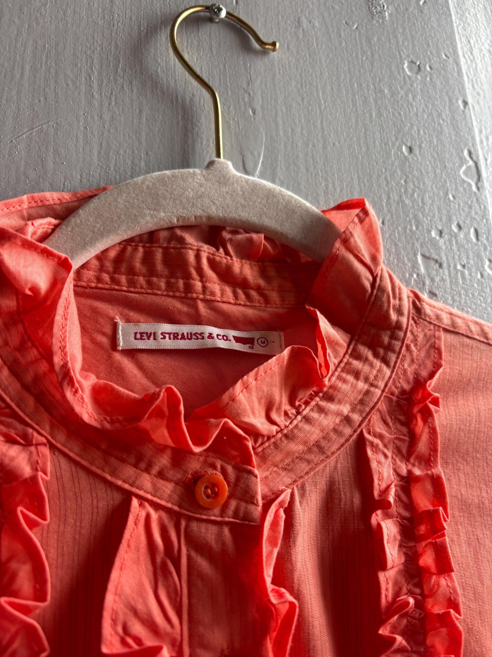 Orange Pink Ruffled Cotton Blouse — additional view 6