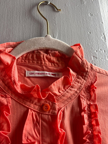 Orange Pink Ruffled Cotton Blouse — additional view 6