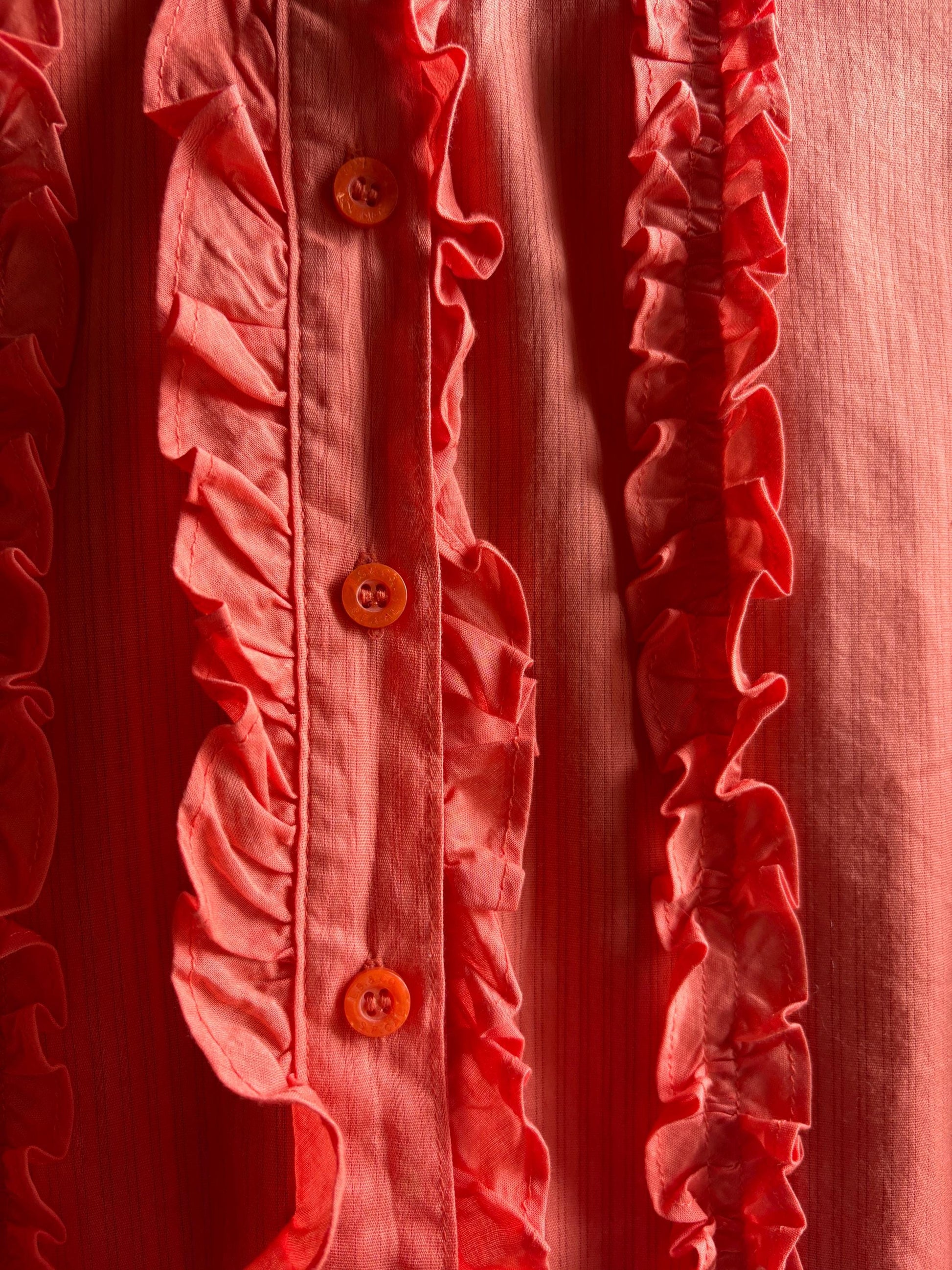 Orange Pink Ruffled Cotton Blouse — additional view 7