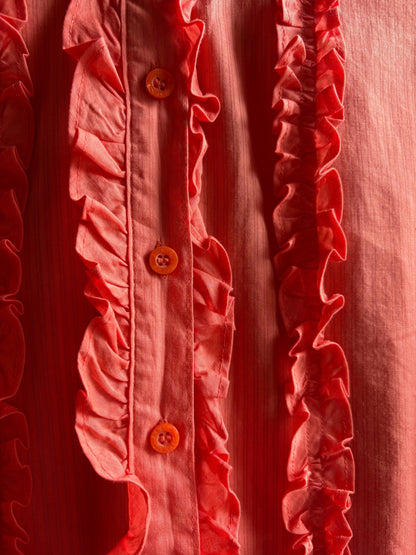 Orange Pink Ruffled Cotton Blouse — additional view 7
